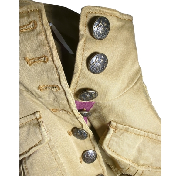 Free People Military Jacket Shrunken Officer Gold Beaded Epaulettes Size S - Picture 10 of 13
